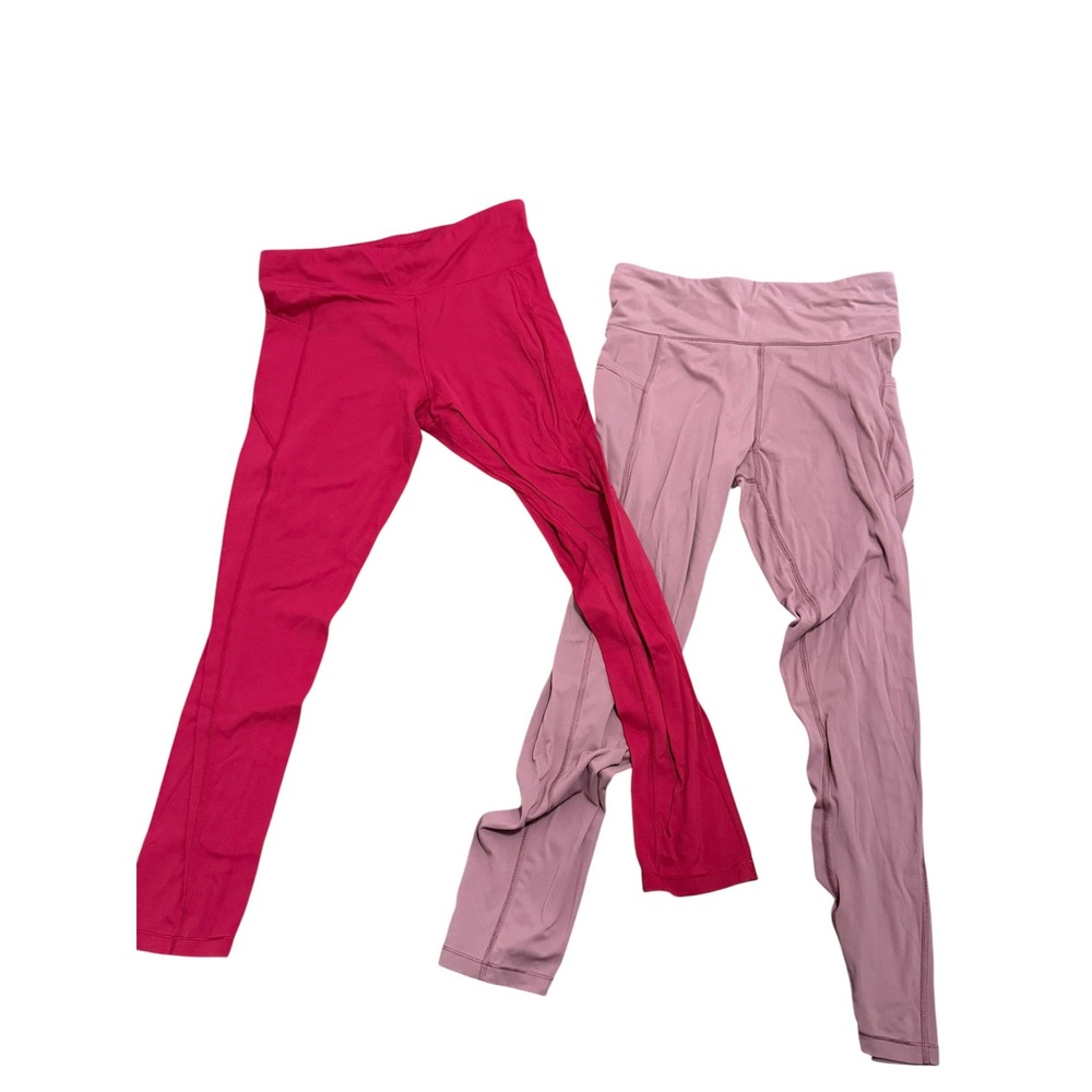Aeropostale High Waisted‎ Active Leggings Pockets Pink Red Womens Large 2pk